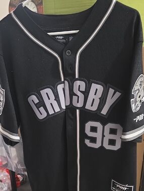 Black Raiders Crosby 98 Button-Up Jersey Never Warn LARGE $85